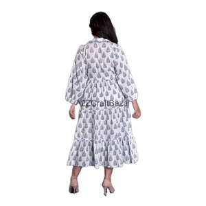 100% Tinh Khiết Bông Maxi Ăn Mặc Của Phụ Nữ Giản Dị Dresses Tay Khối In Trái Đất Thanh Lịch Thoải Mái Mùa Hè Mặc Quà Tặng Cho Cô - Product Image 4