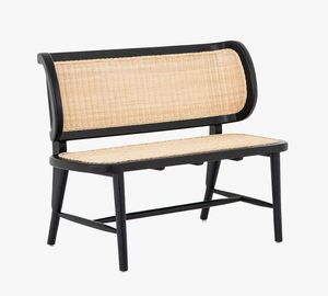 Banc moderne en rotin 2 places avec structure en teck, design mid-century, meubles de salon, structure durable, modèle ZKA04 - Product Image 5