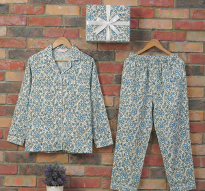 Conjunto de Pijama Reversible de Algodón Tejido con Bordado a Mano y a Máquina, Diseño Tradicional Indio, Transpirable y de Secado Rápido para Verano - Product Image 2