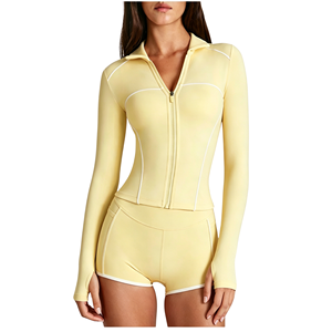 2026 New Arrival Casual Set Long-Sleeve <b>Knee</b>-Length Sports-Style Fitness Top and Zip-Up Sun Protection Jacket 2-Piece Set - Product Image 6