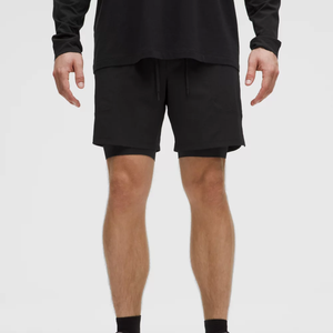 Shorts de sport décontractés pour hommes, taille mi-haute, en coton uni, respirants, à séchage rapide, avec cordon de serrage et poches avant, vente en gros - Product Image 2