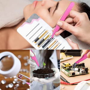 Stainless Steel Eyelash Tweezers Set with Zipper Case Precision <b>Tools</b> for Lash Extension Smooth Tip Design - Product Image 6