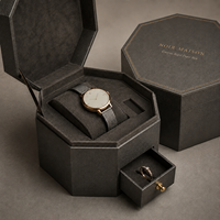 Boîte cadeau octogonale en carton rigide personnalisée avec couvercle à charnière, tiroir, texture fine, dorure à chaud, OEM