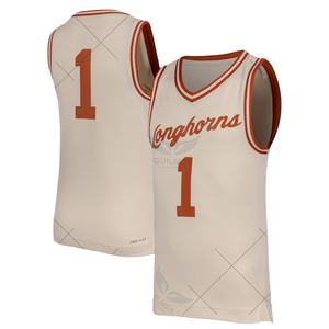 Camiseta de baloncesto Retro juvenil personalizada de la Universidad de Texas Longhorns, estampado transpirable de alta calidad para uso en verano - Product Image 1