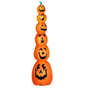 9FT <b>Halloween</b> Outdoor Holiday Yard Decorations <b>Inflatable</b> Stacked Pumpkins with LED Lights Blow 6 Pumpkins <b>Inflatable</b> Par - Product Image 1