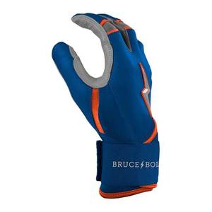 Wholesale Custom Premium Blue Orange <b>Baseball</b> Batting <b>Gloves</b> Professional Grade Leather Velcro Closure Training Lightning Bolt - Product Image 4