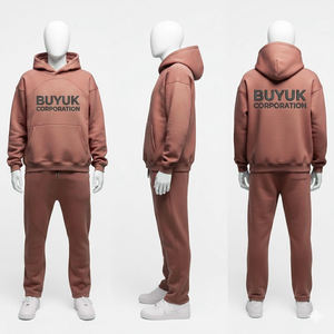 Sudadera con capucha y pantalones de chándal para hombre, estilo urbano, con lavado ácido, estampado puff, personalizados, de algodón ecológico, informales, tipo jogger - Product Image 3