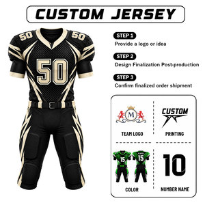 เสื้อฟุตบอลอเมริกันแบบกำหนดเองสำหรับผู้ชาย ผู้ใหญ่ พิมพ์ลายแบบ Sublimation ระบายเหงื่อได้ดี โพลีเอสเตอร์ คอวี แขนสั้น หมายเลขทีม 50 - Product Image 1