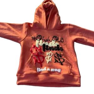 Pantalones de chándal con capucha recortada de corte regular para hombre, de peso pesado 3D Sudadera con capucha, letras bordadas, estampado de espuma, otoño - Product Image 4