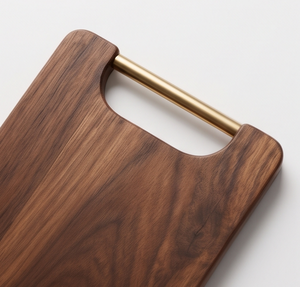 Planche de service rectangulaire de luxe en bois de manguier, planche à découper plate moderne avec poignée métallique supérieure, plateau à fromage - Product Image 5