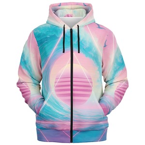Sweat à capuche zippé pour homme en molleton 100% coton, design tie-dye par sublimation, respirant, séchage rapide, sport, hiver - Product Image 3