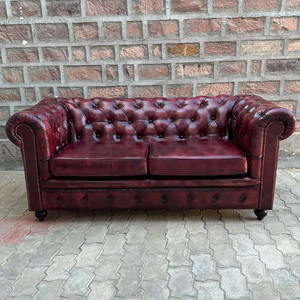 Sofá Chesterfield de Cuero Borgoña Premium con Botonadura Profunda, Brazos Enrollados, Adornos de Tachuelas, Estructura de Madera, Ecológico, en Forma de L - Product Image 4