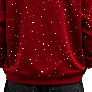 Crimson <b>White</b> Speckled Print <b>Men</b> Hoodie Casual Pullover Fleece <b>Sweatshirt</b> Long Sleeve Drawstring Hood Kangaroo Front Pocket - Product Image 5