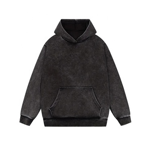 เสื้อฮู้ดสำหรับผู้ชายโอเวอร์ไซส์ซักแบบกำหนดเองพิมพ์ลายควันสีเทาวินเทจพร้อมกระเป๋าสำหรับฤดูหนาว - Product Image 1