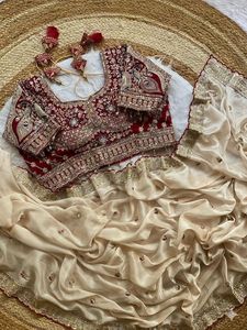 Sari indien ethnique de créateur, orné de paillettes, pour toutes les occasions spéciales et les événements, tenue tendance pour femmes. - Product Image 5