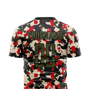 Camiseta de Fútbol Sublimada Personalizada para Hombre, Estampado de Camuflaje, Cuello Redondo, Manga Corta, Uniforme Deportivo Transpirable para Todas las Temporadas - Product Image 4
