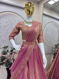 Lehenga Choli de Diseño Pakistaní para Damas de Honor, para Bodas, Fiestas y Eventos, Hecho con Tela de Seda y Algodón, para Usar en Fiestas - Product Image 2