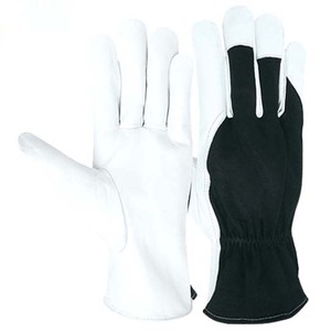 Gants de travail PPE en grain de chèvre pour l'assemblage, avec dos en tissu coton interlock respirant, poignet élastique et résistance aux chocs - Product Image 4