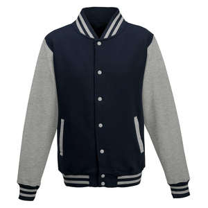 Veste universitaire en cuir pour homme avec patch logo, manches longues, décoration en fourrure pour l'hiver, sport, travail, école, style baseball-letterman - Product Image 1