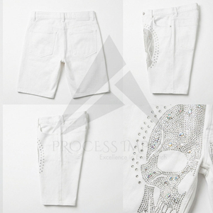 กางเกงยีนส์ขาสั้นประดับคริสตัลหรูหราสำหรับผู้ชาย สไตล์สตรีทแฟชั่น Process Impex - Product Image 3