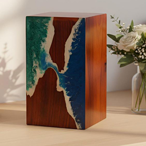 Handmade Teak Wood Cremation Urn Personalized <b>Memorial</b> Wooden Ash <b>Box</b> Classic Cherry Wood Adult Urn by AYAANS - Product Image 3