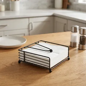 Modern European Creative Flat Metal Square Napkin Holder with <b>Weighted</b> Arm Waterproof & Durable for Kitchen & Car Use - Product Image 4