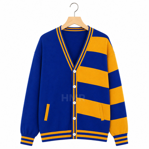 HMR Sororité Sororité Acrylique Nouveau Personnalisé Dames Bleu Jaune Rayé Pull Tricot Tops Mode Classique Col V Manches Longues - Product Image 5