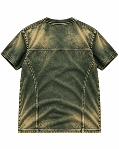 Camiseta de Algodón Oversize Vintage con Bolsillo y Lavado Ácido, Estilo Streetwear Unisex, Personalizada al por Mayor, Marca Privada - Product Image 2