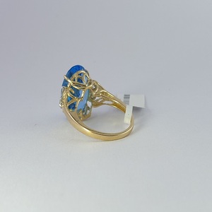 Anillo Clásico de Oro Amarillo de 14K con Topacio Azul de Corte Ovalado para Mujer, Joyería Fina de Diseño, Elegante Accesorio de Moda para Boda - Product Image 5