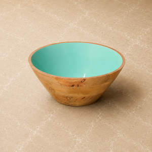 Bol de service exclusif en bois émaillé vert menthe, artisanal de qualité supérieure, pour salades, fruits, collations, fruits secs, vaisselle alimentaire sécurisée - Product Image 1