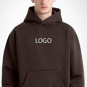 Sweat-shirts à capuche marron zippés pour hommes, 100 % coton molletonné épais, coupe oversize, épaules tombantes, logo personnalisé, directement de l'usine - Product Image 5