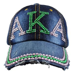 Gorra de béisbol vaquera AKA con pedrería, gorra de camionero ajustable con cristales brillantes y detalles desgastados, a la moda - Product Image 1