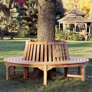 Banc rond en teck massif de qualité commerciale pour l'aménagement des espaces extérieurs des parcs, villas et complexes hôteliers - Product Image 2