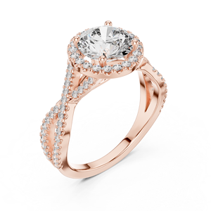 Anillo de Compromiso Vinson Project Elegante con Halo de Moissanita Creada en Laboratorio, Estilo Art Deco, Acero Inoxidable, Corte Central, Tallo Trenzado con Pavé, Certificado GRA - Product Image 4