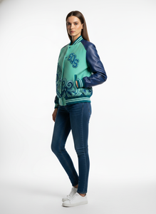 Blouson universitaire matelassé personnalisé 2026 pour femme, doublure polaire en laine, broderie décorative en tissu de coton long - Product Image 3