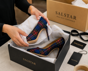 Chaussures à talons hauts élégantes pour femmes, motif tartan écossais spécial mariage, escarpins à talon aiguille, design personnalisé, fournisseur en gros - Product Image 6
