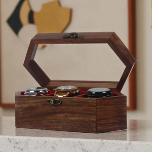 Caja de Almacenamiento para Relojes de Madera Hecha a Mano, Caja de Relojes de Madera con Ventana por AYAANS - Product Image 2