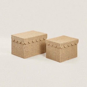 Cesta de Almacenamiento de Cuerda de Papel Trenzada con Borde Festoneado para Lavandería, Cesta Organizadora Multifuncional Ecológica para Artículos del Hogar - Product Image 2