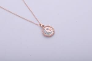 Pendentif Charme Lune et Étoile Tendance en Or Rose / Blanc / Jaune 9K – Bijou Tendance - Product Image 3