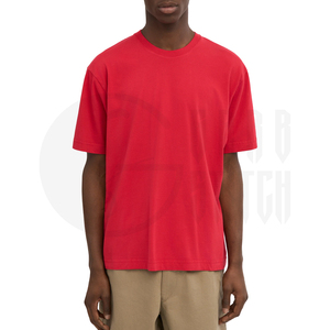 Camiseta de Manga Corta para Hombre, Cuello Redondo, Color Rojo, Corte Regular, Algodón Jersey, Diseño Liso Informal - Product Image 3