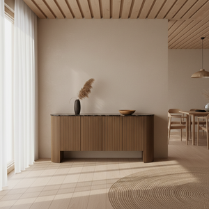 Buffet de salon PKP moderne en bois naturel, écoresponsable, avec 4 portes battantes et 2 tiroirs, pour le Vietnam - Product Image 3