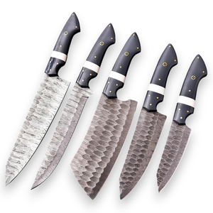 Ensemble de couteaux BK Industries en acier Damas à 67 couches, 5 pièces, manche en résine fait main, couteaux de chef durables et tranchants, 8-9,9 pouces, lame droite - Product Image 4