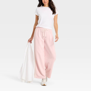 Smooth Jersey Lounge Pants Women Wide Leg Elastic <b>Drawstring</b> Soft Lightweight Casual Relaxed <b>Trousers</b> - Product Image 6