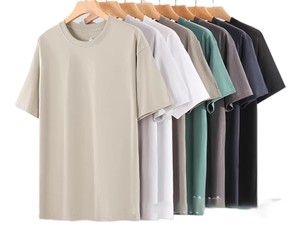 T-shirt décontracté d'été à col rond en coton 220 GSM à séchage rapide, couleur unie, coupe ample, OEM - Product Image 1