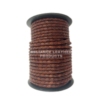 Cordon en cuir tressé rond brun Reliance Leather Products pour la fabrication de bracelets et la création de bijoux
