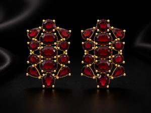 Garnet CZ 925 Sterling <b>Silver</b> January Birthstone <b>Stud</b> <b>Earrings</b> For Women Jewelry 18k Gold Plated Birthday Gift - Product Image 2
