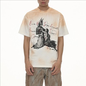 Men's <b>Tie</b> Dye Cotton T-Shirt Short Sleeve Regular Fit O-Neck Hand Drawn Pattern Street Style <b>Knitted</b> Fabric Quick Dry - Product Image 3