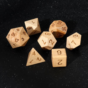 Wholesale 1-Piece 16mm Square Natural Wood Polyhedral <b>Dice</b> <b>Set</b> for D&D Customizable Logo Handmade Velvet/Metal Box Packaging - Product Image 6