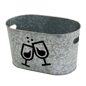 Galvanized Metal Ice Buckets with Customized Logo for Beer <b>Drinking</b> Food Storage Handmade Bucket Custom Rate - Product Image 2