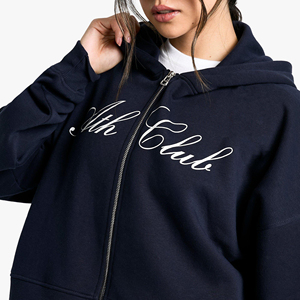 ชุดเซ็ตแทรคสูทผู้หญิงแบบมีฮู้ดสำหรับฤดูหนาว ผ้าสีพื้น เสื้อครอปคอสูงและกางเกงจ็อกเกอร์ 2 ชิ้น กระเป๋าเข้าชุด ชุดลำลอง - Product Image 6